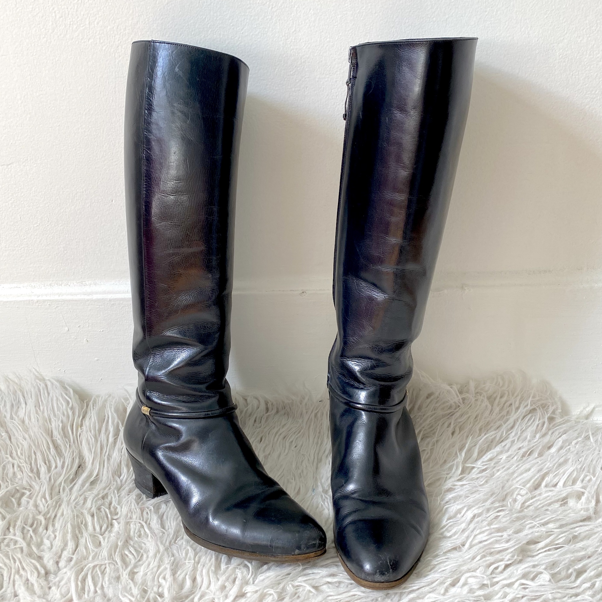 1970s Ferragamo Tall Vintage Brown Leather Boots – Modig